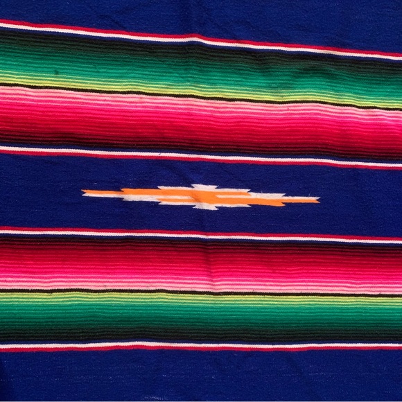 Vintage Mexican Serape Blanket Southwestern Boho Throw 56x80 - Picture 5 of 10